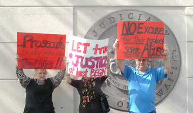 Several citizens stayed after the sentencing to protest