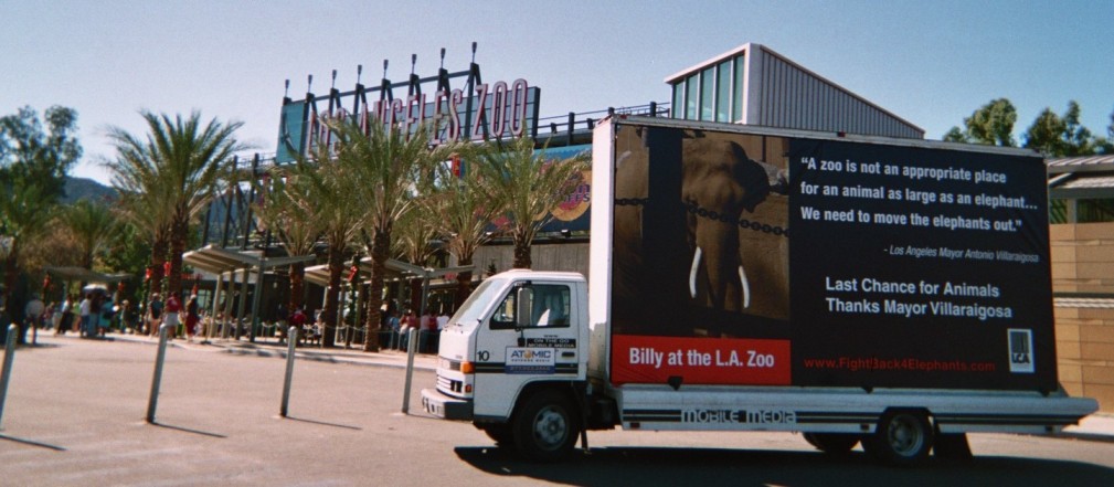 LCA’s mobile billboard outside the LA Zoo