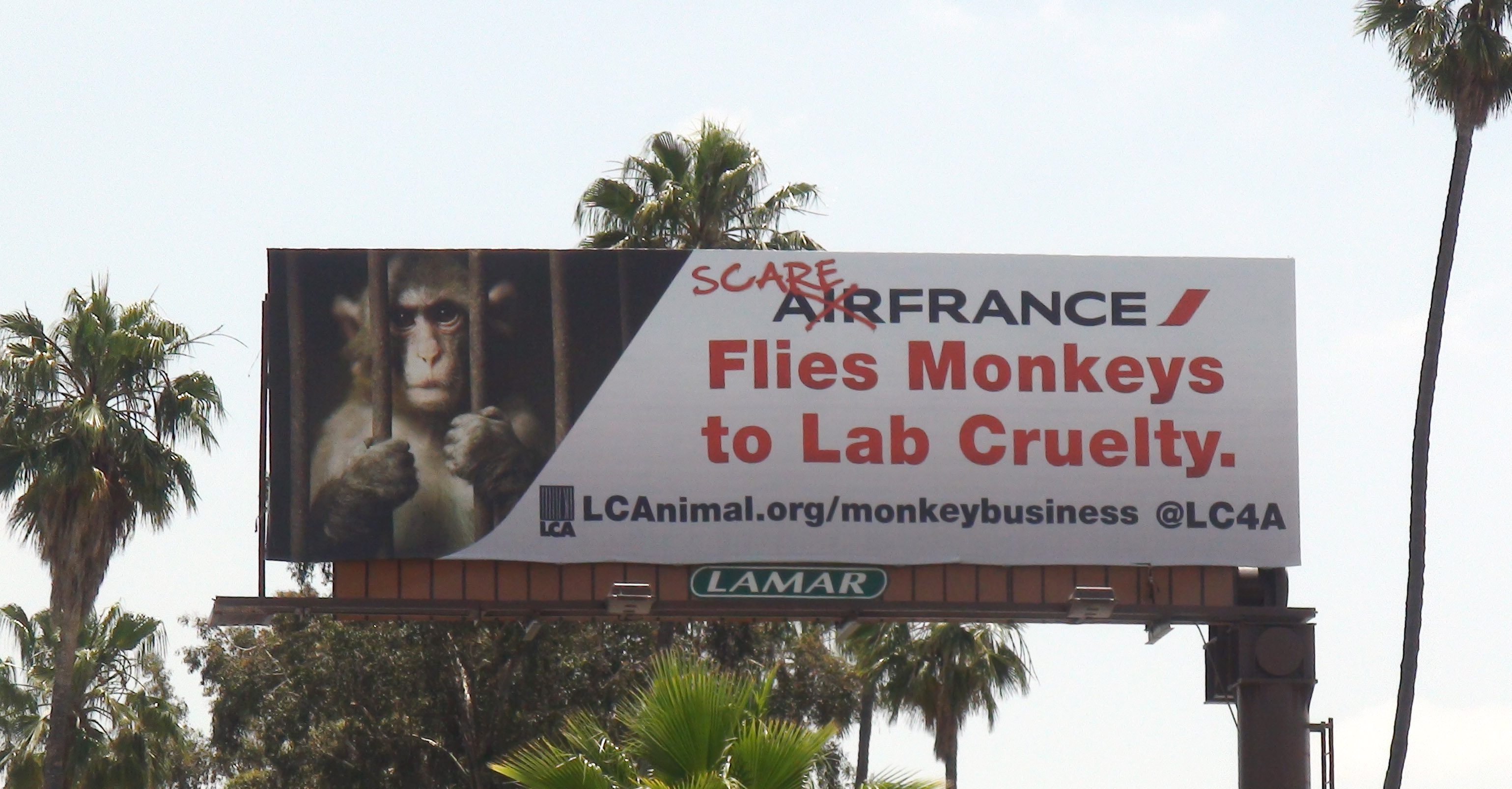 LCA's 'graffiti' billboard in Silverlake, CA for Air France Monkey Business campaign