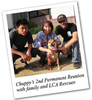 Chuppy's 2nd Permanent Reunion with family and LCA Rescuer.